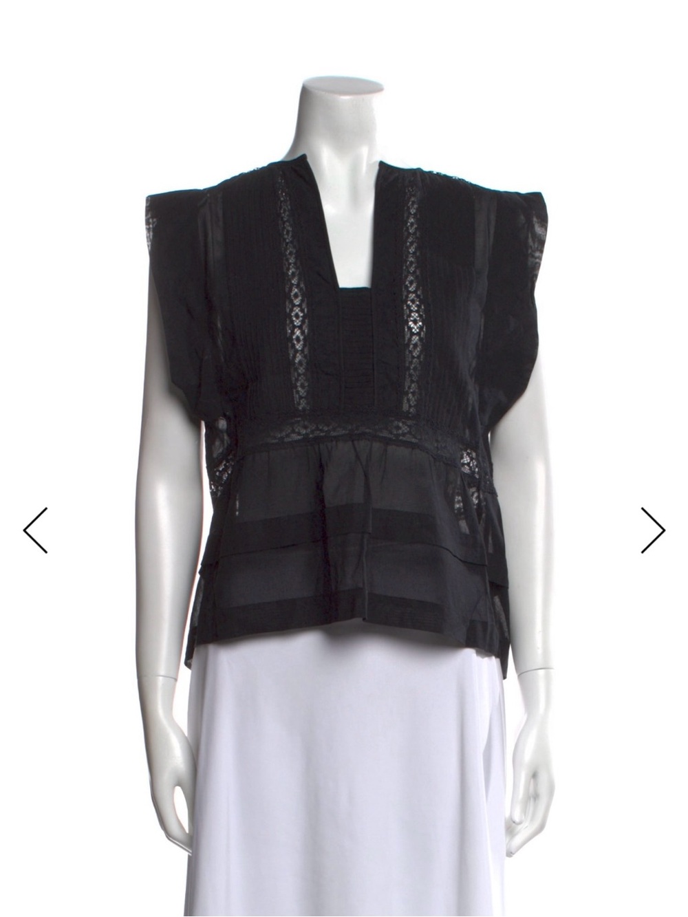 Isabel Marant Etoile black cotton lace sheer sleeveless top blouse size 34 XS